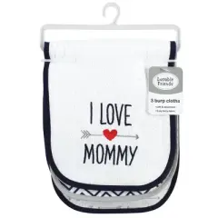 Luvable Friends Infant Boy Cotton Burp Cloths with Fiber Filling, Boy Mommy, One Size