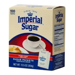 Imperial Sugar Pure Cane Sugar Packets, 100 Ct, 12.5 oz