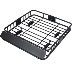 Metal Roof Cargo Basket Car Roof Rack, Top Mount Roof Rack Black Steel 43 Inch