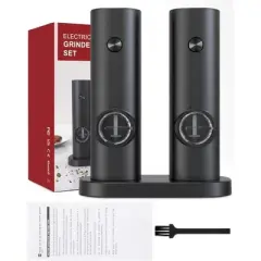 MOVSSOU Salt and Pepper Grinder Set Adjustable Coarseness Automatic Battery Powered