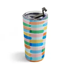 Jacqueline Maldonado Dreamy Watercolor Dashes Multi 20 oz Stainless Steel Travel Mug - Deny Designs