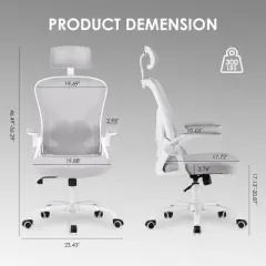 GlasFlength Task and Office Chairs with Support Armrest，Ergonomic, Adjustable，Computer Chair and Gaming Chair, Gray, 23.43"*17.72"*56.29"