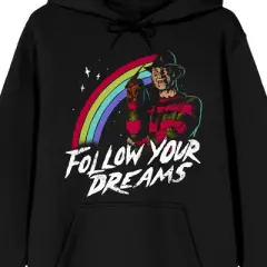 Nightmare On Elm Street Follow Your Dreams Long Sleeve Men's Black Hooded Sweatshirt