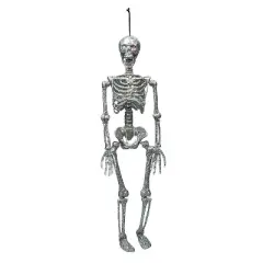 ATC 35 1/2" Hanging Silver Skeleton with Multicolor Jewelry Halloween Decoration