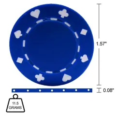Poker Chips &ndash; 100-Piece Set of 11.5-gram Blackjack Chips with Suited Design by Trademark Games (Blue)