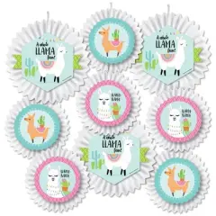 Big Dot of Happiness Whole Llama Fun - Hanging Llama Fiesta Baby Shower or Birthday Party Tissue Decoration Kit - Paper Fans - Set of 9
