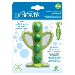 Dr. Brown's Peapod Teether & Training Toothbrush - Soft & Safe Silicone - 3m+