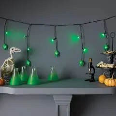 20ct Plastic Die Cut Spider Indoor Outdoor Novelty Icicle String Lights with Green LEDs - Hyde and EEK! Boutique&trade;