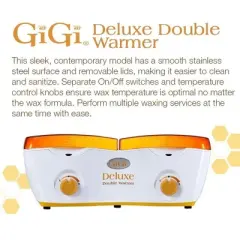 GiGi DELUXE DOUBLE Hair Removal Wax Warmer, 14 oz - For Two Pots & All Day Use - Independent Temperature Settings