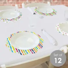 Big Dot of Happiness Cheerful Happy Birthday - Colorful Birthday Party Round Table Decorations - Paper Chargers - Place Setting For 12