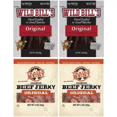 Wild Bill's Multi-Brand 8-Piece Jerky Sampler Box (8 assorted packs of beef jerky and bacon jerky)