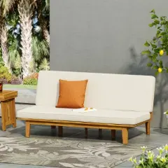 FIONECA Outdoor Daybed with Cushions &uml;C Adjustable Backrest, Black Frame & Beige Fabric, Perfect for Patio, Balcony, Garden