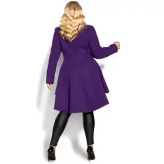 Women's Plus Size  Hi Lo Frill Coat - petunia | CITY CHIC