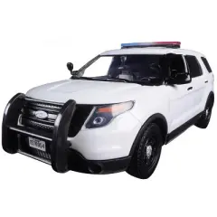 2015 Ford Interceptor Utility Unmarked Police Car with Light Bar White 1/24 Diecast Model Car by Motormax