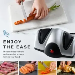 Electric Kitchen Knife Sharpener - Professional Knife Sharpener for Straight Edge Knives - 2 Stage Knife Sharpener with Sapphirite Wheels - HomeItUsa