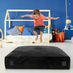 Costway 57" x 57" Crash Pad Sensory Mat with Foam Blocks & Washable Velvet Cover Blue/Black