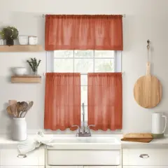 Cameron Linen Rod Pocket Kitchen Tier Window Curtain Set of 2 - Elrene Home Fashions