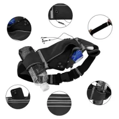 Unique Bargains Waist Pack Bag with Water Bottle Holder Black 1 Pc