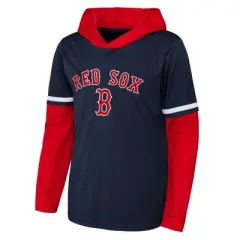 MLB Boston Red Sox Boys' Long Sleeve Twofer Poly Hooded Sweatshirt