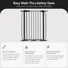 BalanceFrom Walk Thru Safety Gate for Baby and Pets, Doorways, Stairways, Hallways, Fits 29.1-33.8 Inch Openings, 36 Inch Height, Graphite