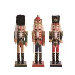 Transpac Wood Royal Nutcracker Figurine Set of 3 Colorful Decorative Nutcrackers for Christmas Tabletop Decor