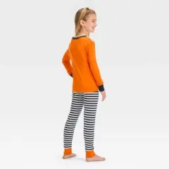 Girls' Hershey's No Tricks Just Treats Halloween Long Sleeve 2pc Pajama Set - Gray/Orange