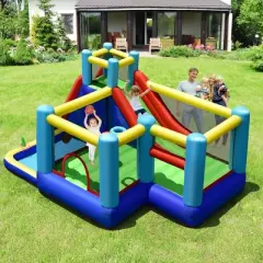 Costway Inflatable Bounce House 8-in-1 Kids Inflatable Slide Bouncer  (With 735W Blower)