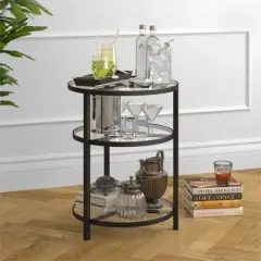 22' Triple Shelf  Metal Side Table in Black - Henn&Hart