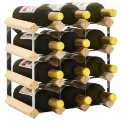 vidaXL Solid Pinewood Wine Rack - Durable, Easy-to-Assemble Wine Bottle Storage Solution, Perfect for Aging and Displaying Up to 12 Wine Bottles