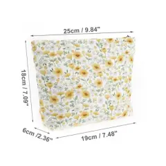 Unique Bargains Women Flower Cosmetic Bag Yellow White 1 Pc