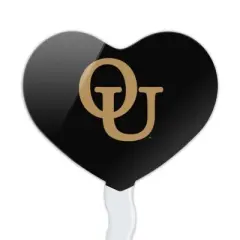 Oakland University Secondary Logo Heart Love Cupcake Picks Toppers Decoration Set of 6