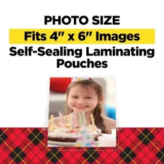 5Ct Scotch Self Seal 4X6 Photo Sz: Laminating Film Pouches, 6.3" x 4.3", Laminating Supplies, 5 Pack