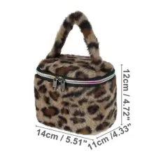 Unique Bargains Portable Leopard Print Makeup Bag Brown 1 Pc