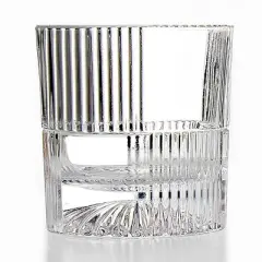 Godinger Silver Set of 4 Scatola Double Old Fashion Glasses: Crystal Drinkware, 10 oz Capacity, Hand Wash, Dishwasher-Safe