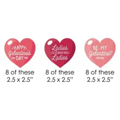 Big Dot of Happiness Happy Galentine's Day - Paper Straw Decor - Valentine's Day Party Striped Decorative Straws - Set of 24