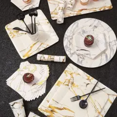 Silver Spoons Modern Disposable Flatware Set, Includes 48 Forks, 24 Spoons and 24 Knives, Opulence Collection