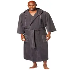 KingSize Men's Big & Tall Hooded Microfleece Maxi Robe with Front Pockets