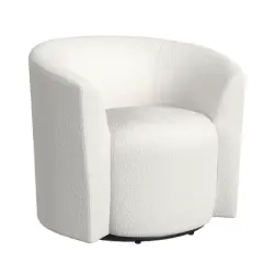 HomePop Upholstered Boucle Barrel Back Swivel Chair Cream: Polyester, Metal Frame, No Assembly Required