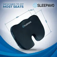 Sleepavo Office Chair Cushion - Seat Cushion for Tailbone Pain Relief - Butt Pillow for Coccyx, Lower Back Pain - Lumbar Support in Office Desk, Car