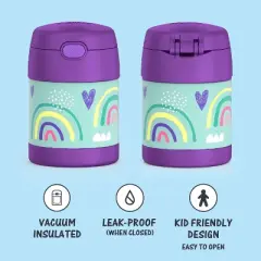 THERMOS FUNTAINER 10 Ounce Stainless Steel Vacuum Insulated Kids Food Jar with Spoon, Rainbows