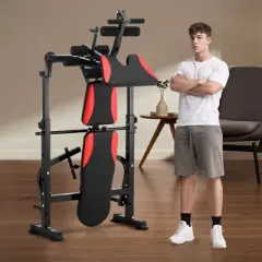 VEVOR Weight Bench, Multi-Functional Adjustable Weight Bench Press for Full Body Workout, 660lbs Exercise Sit up Bench, Black&Red