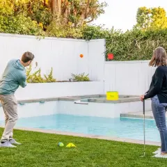 GoSports Yard Links Golf Game with 9 Buckets, Tee Markers and 6 Balls - Yellow