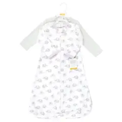 Hudson Baby Infant Girl Cotton Long-Sleeve Wearable Sleeping Bag, Sack, Blanket, Lilac Elephants Long Sleeve