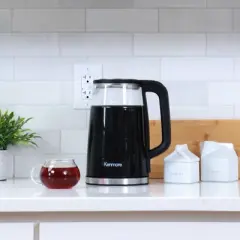 Kenmore Glass Electric Kettle 1.7L Digital Temperature Control Black: Cordless Water Kettle, Anti-Scale Filter