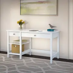 Broadview Computer Desk with Shelves Pure White - Bush Furniture