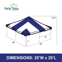 Party Tents Direct Weekender Outdoor Canopy Pole Tent, Blue, 20 ft x 20 ft