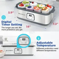 Ultimate Probiotic Yogurt Maker with Adjustable Temperature & Time Control - Make Trillions of Live Probiotics & Get Better Gut Health