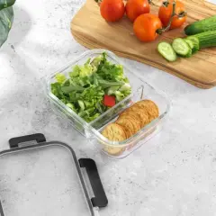 JoyJolt 2-Sectional Divided Food Prep Food Storage Containers with Lids - Set of 5 - Black