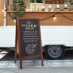 VEVOR A Frame Chalkboard Sign, Double-Sided Sidewalk Signs, Freestanding Vintage Wooden Chalk Board with Chalks & Magnetic Eraser, 20"x40", Brown