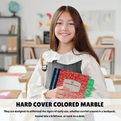 Wide Ruled Notebook Assorted Color, Marble Composition Notebook, Primary K-2, College Ruled - 3 pcs Notebooks for School
